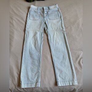 Pilcro by Anthropologie Blue and White Striped Straight Leg Pants